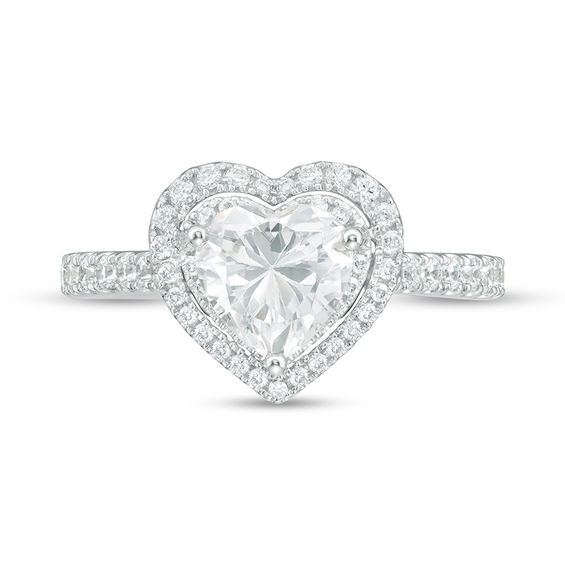 Vera Wang Love Collection 1-1/2 CT. T.w. Certified Heart-Shaped Diamond Frame Engagement Ring in 14K White Gold (I/Si2)