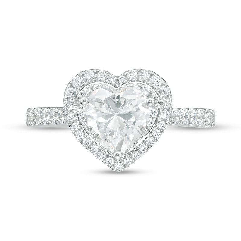 Vera Wang Love Collection 1-1/2 CT. T.W. Certified Heart-Shaped Diamond Frame Engagement Ring in 14K White Gold (I/SI2)