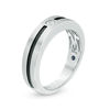 Thumbnail Image 2 of Vera Wang Men's 0.065 CT. Diamond Solitaire Wedding Band in 14K White Gold with Black Rhodium