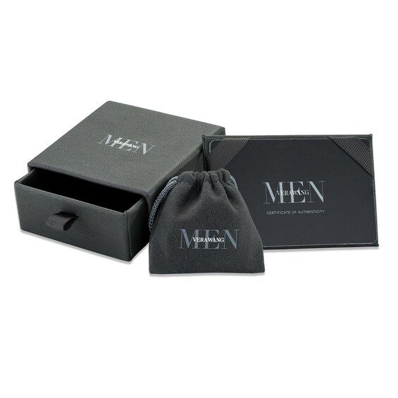 Vera Wang Men's 0.065 CT. Diamond Solitaire Wedding Band in 14K White Gold with Black Rhodium