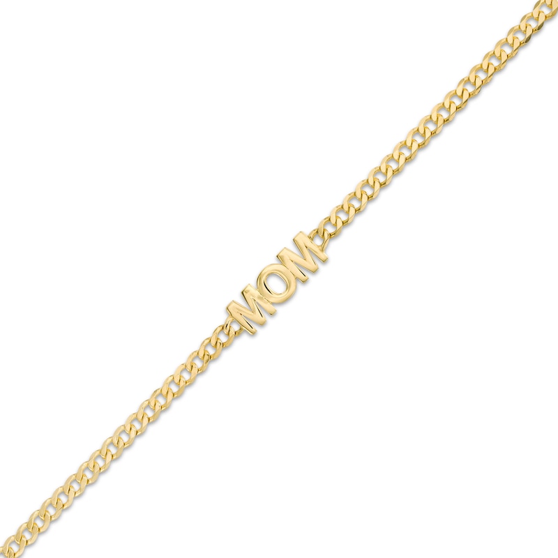 Main Image 1 of "MOM" Curb Chain Bracelet in 14K Gold - 7.25"