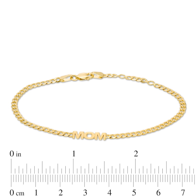 Main Image 4 of "MOM" Curb Chain Bracelet in 14K Gold - 7.25"
