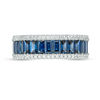 Thumbnail Image 3 of Vera Wang Love Collection 1/4 CT. T.W. Diamond and Baguette Blue Sapphire Multi-Row Wedding Band in 14K White Gold