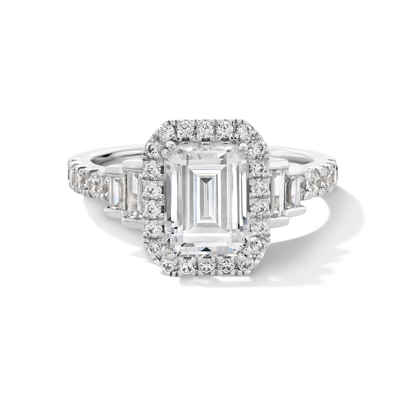 Vera Wang Love Collection 2-3/4 CT. T.W. Certified Emerald-Cut Diamond Frame Engagement Ring in 14K White Gold (I/SI2)