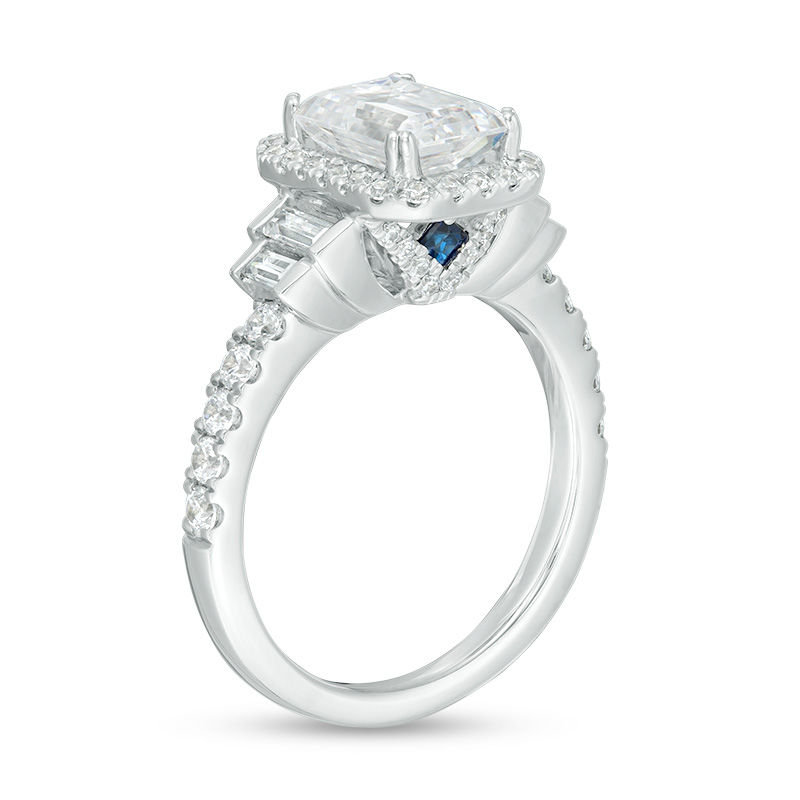 Vera Wang Love Collection 2-3/4 CT. T.W. Certified Emerald-Cut Diamond Frame Engagement Ring in 14K White Gold (I/SI2)