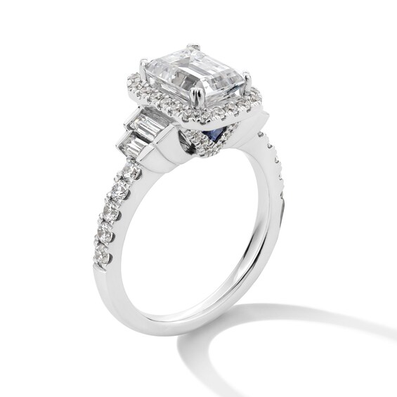 Vera Wang Love Collection 2-3/4 CT. T.w. Certified Emerald-Cut Diamond Frame Engagement Ring in 14K White Gold (I/Si2)