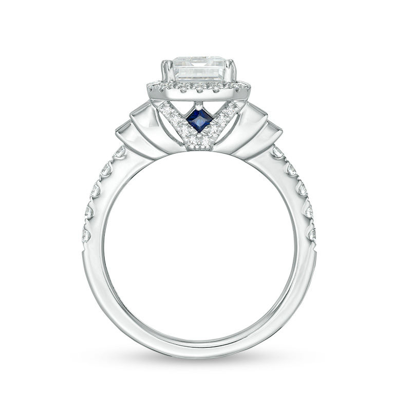 Vera Wang Love Collection 2-3/4 CT. T.W. Certified Emerald-Cut Diamond Frame Engagement Ring in 14K White Gold (I/SI2)