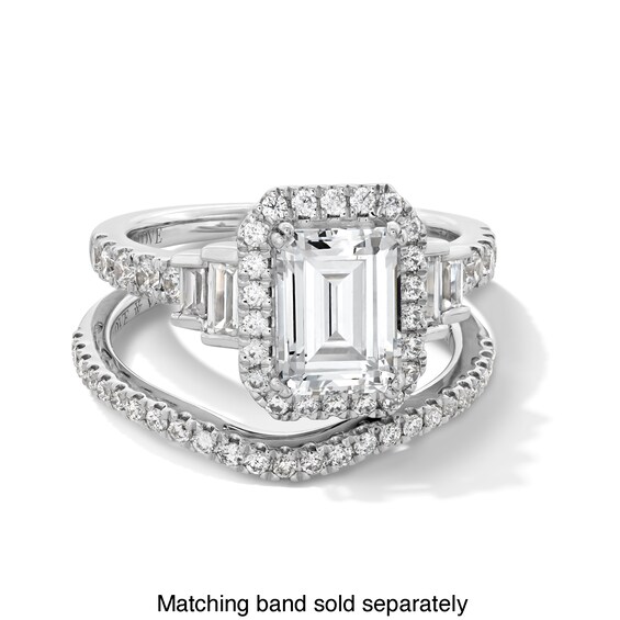 Vera Wang Love Collection 2-3/4 CT. T.w. Certified Emerald-Cut Diamond Frame Engagement Ring in 14K White Gold (I/Si2)