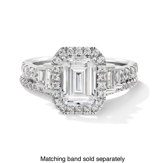 Vera Wang Love Collection 2-3/4 CT. T.w. Certified Emerald-Cut Diamond Frame Engagement Ring in 14K White Gold (I/Si2)