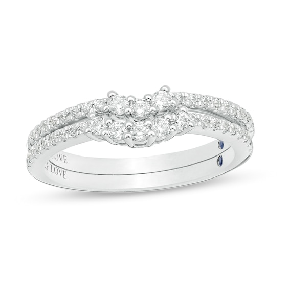 Vera Wang Love Collection 3/8 CT. T.w. Diamond Contour Two Piece Anniversary Band Set in 14K White Gold