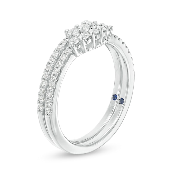 Vera Wang Love Collection 3/8 CT. T.w. Diamond Contour Two Piece Anniversary Band Set 14K White Gold