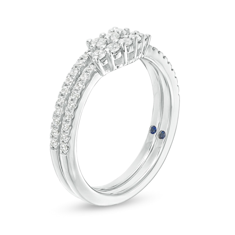 Main Image 2 of Vera Wang Love Collection 3/8 CT. T.W. Diamond Contour Two Piece Anniversary Band Set in 14K White Gold