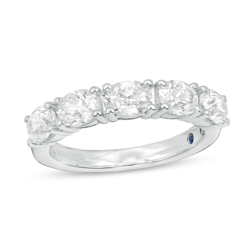 Main Image 1 of Vera Wang Love Collection 1-1/2 CT. T.W. Certified Oval Diamond Five Stone Anniversary Band in 14K White Gold (I/SI2)