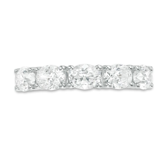 Vera Wang Love Collection 1-1/2 CT. T.w. Certified Oval Diamond Five Stone Anniversary Band in 14K White Gold (I/Si2)