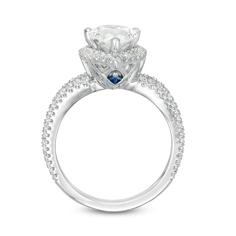 Main Image 3 of Vera Wang Love Collection 2-1/2 CT. T.W. Certified Pear-Shaped Diamond Frame Engagement Ring in 14K White Gold (I/SI2)