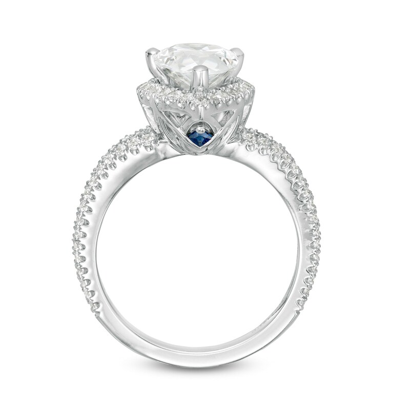 Vera Wang Love Collection 2-1/2 CT. T.W. Certified Pear-Shaped Diamond Frame Engagement Ring in 14K White Gold (I/SI2)