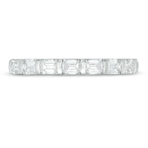Vera Wang Love Collection 3/4 CT. T.w. Certified Emerald-Cut Diamond Band in 14K White Gold (I/Si2)