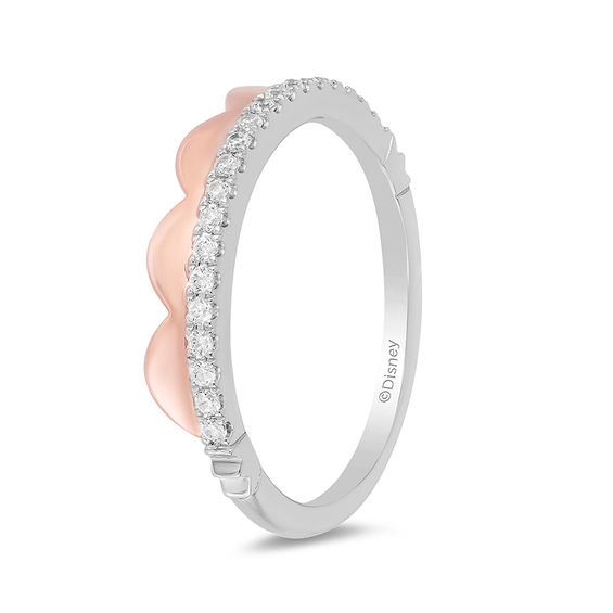Enchanted Disney Ariel 1/8 CT. T.w. Diamond Scalloped Wedding Band in 14K Two-Tone Gold