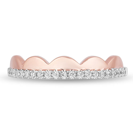 Enchanted Disney Ariel 1/8 CT. T.w. Diamond Scalloped Wedding Band in 14K Two-Tone Gold