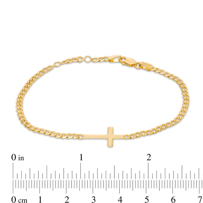 Main Image 4 of Sideways Cross Curb Chain Bracelet in 14K Gold - 7.25"