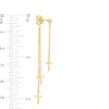 Thumbnail Image 3 of Diamond-Cut Triple Cross Chain Drop Front/Back Earrings in 14K Gold