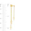 Thumbnail Image 2 of Diamond-Cut Triple Cross Chain Drop Front/Back Earrings in 14K Gold