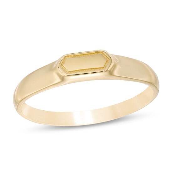 Mini Sideways Hexagon Bar Signet Ring in 14K Gold Mini Sideways Hexagon Bar Signet Ring in 14K Gold