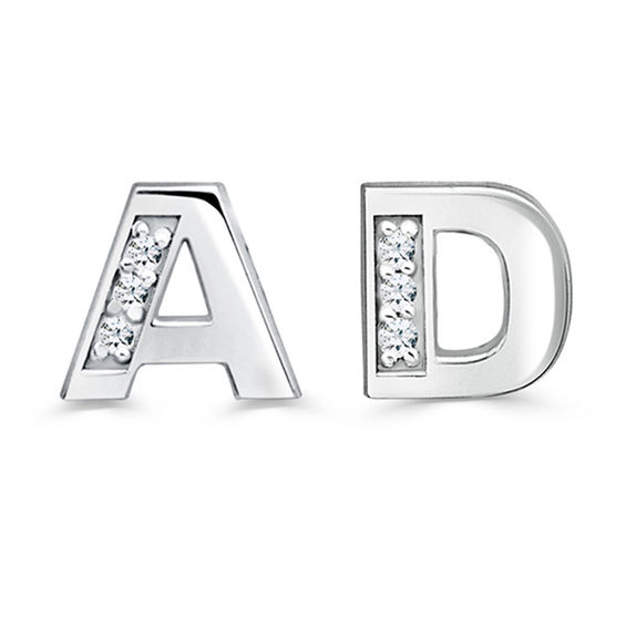 Diamond Accent 6.0mm Block Initial Stud Earrings (2 Initials)