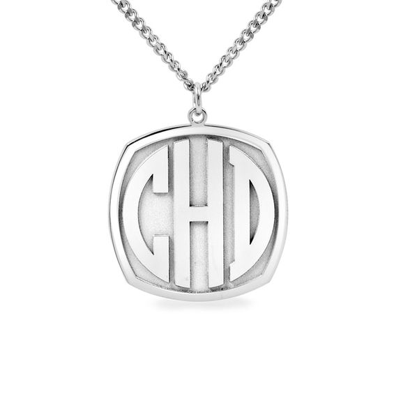 Men's 27.0mm Cushion-Shaped Monogram Pendant (3 Initials)