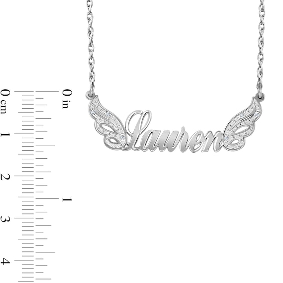 Cursive Name with Diamond Accent Wings Necklace (1 Line)