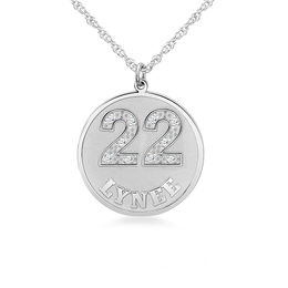 1/20 CT. T.W. Diamond Numbers and Name Disc Pendant (2 Digits and 1 Line)