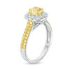 Thumbnail Image 2 of 1 CT. T.W. Certified Yellow Cushion-Cut Diamond Frame Multi-Row Engagement Ring in 14K Two-Tone Gold (Fancy/SI2)