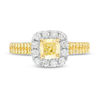 Thumbnail Image 3 of 1 CT. T.W. Certified Yellow Cushion-Cut Diamond Frame Multi-Row Engagement Ring in 14K Two-Tone Gold (Fancy/SI2)