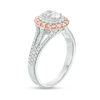 Thumbnail Image 2 of 1 CT. T.W. Certified Oval Diamond Double Frame Split-Shank Engagement Ring in 14K Two-Tone Gold (I/SI2)
