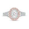 Thumbnail Image 3 of 1 CT. T.W. Certified Oval Diamond Double Frame Split-Shank Engagement Ring in 14K Two-Tone Gold (I/SI2)