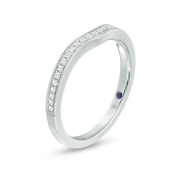 Vera Wang Love Collection 1/8 CT. T.w. Diamond Contour Vintage-Style Wedding Band in 14K White Gold