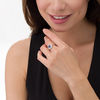 Thumbnail Image 1 of 7.0mm Blue Sapphire and 1 CT. T.W. Diamond Sunburst Frame Ring in 14K White Gold