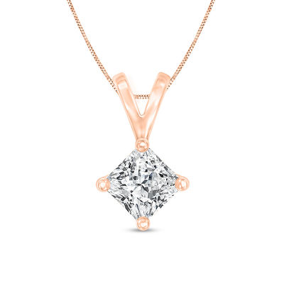 Details about   3.0 ct Princess VVS1 CZ Turquoise Pendant Necklace 16" chain 14k Pink Rose Gold 
