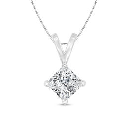 1 CT. Certified Princess-Cut Diamond Solitaire Pendant in 14K White Gold (I/SI2)