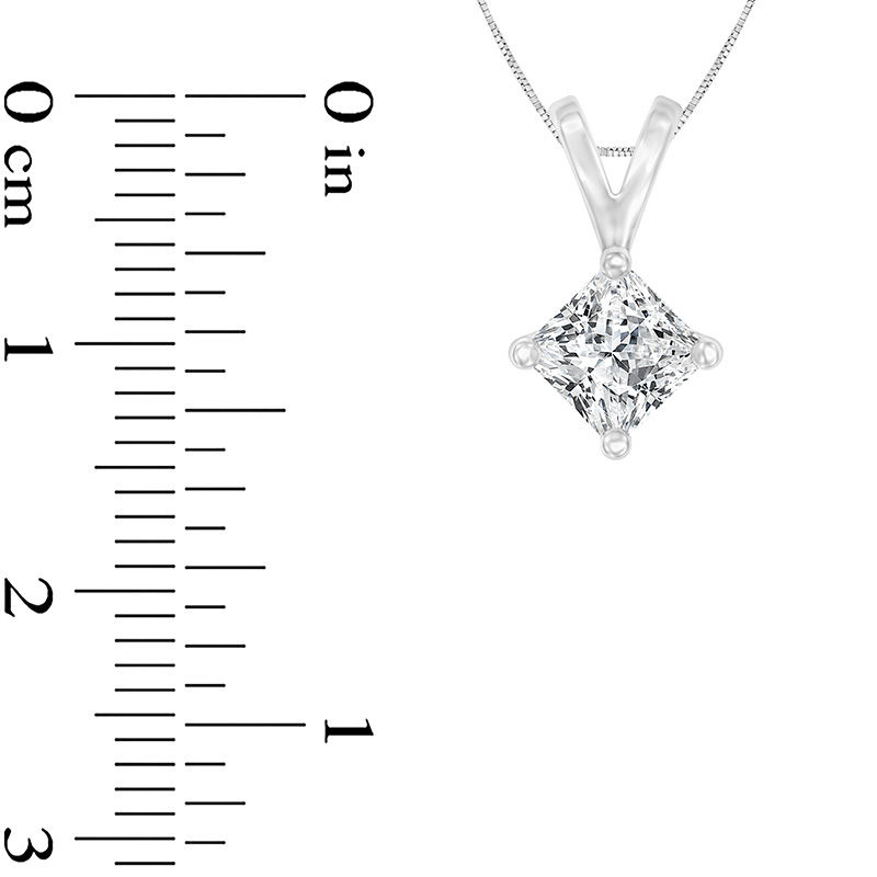 Main Image 2 of 1 CT. Certified Princess-Cut Diamond Solitaire Pendant in 14K White Gold (I/SI2)