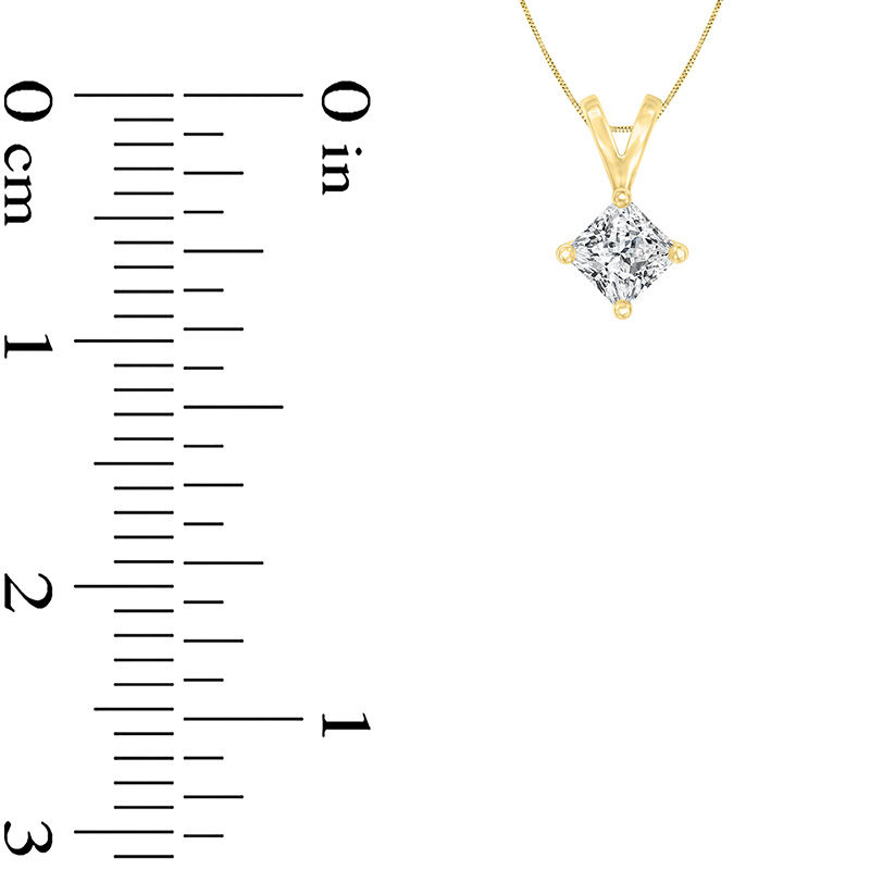 Main Image 2 of 1/4 CT. Certified Princess-Cut Diamond Solitaire Pendant in 14K Gold (I/VS2)