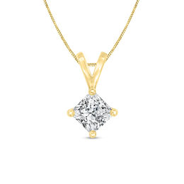 1/4 CT. Certified Princess-Cut Diamond Solitaire Pendant in 14K Gold (I/SI2)