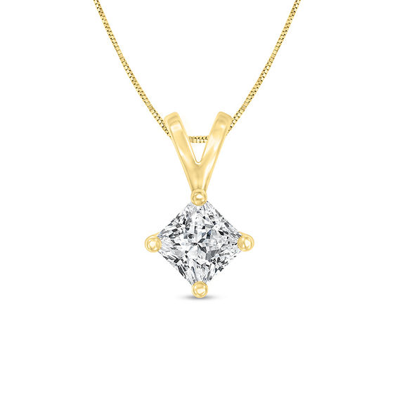1/4 CT. Certified Princess-Cut Diamond Solitaire Pendant in 14K Gold (I/Si2)