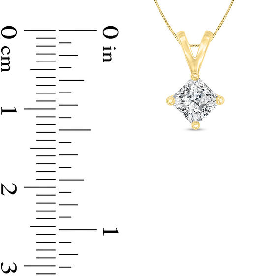 3/4 CT. Certified Princess-Cut Diamond Solitaire Pendant in 14K Gold (I/Si2)