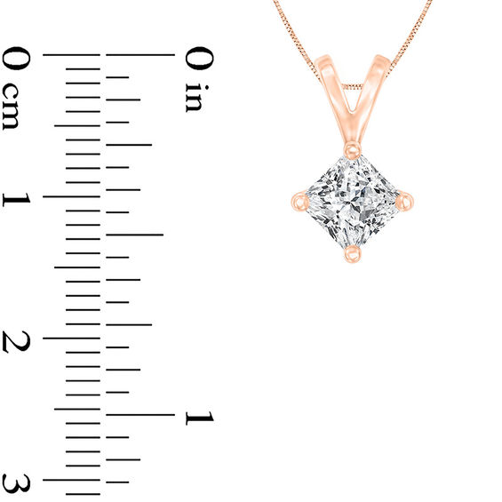 1 CT. Certified Princess-Cut Diamond Solitaire Pendant in 14K Rose Gold (I/VS2) 1 CT. Certified Princess-Cut Diamond Solitaire Pendant in 14K Rose Gold (I/VS2)