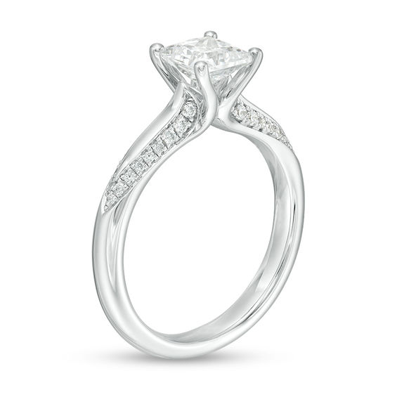 1-1/8 CT. T.w. Certified Princess-Cut Diamond Solitaire Engagement Ring in 14K White Gold (I/I2)