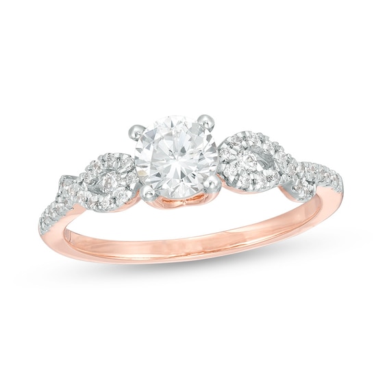 7/8 CT. T.w. Diamond Loop-Sides Engagement Ring in 10K Rose Gold