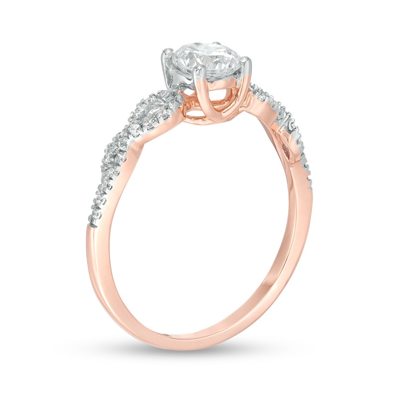 Main Image 3 of 7/8 CT. T.W. Diamond Loop-Sides Engagement Ring in 10K Rose Gold