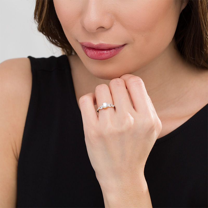 Main Image 2 of 7/8 CT. T.W. Diamond Loop-Sides Engagement Ring in 10K Gold