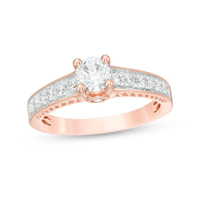 5 8 Ct T W Diamond Art Deco Engagement Ring In 10k Rose Gold 5 8 Ct T W Diamond Art Deco Engagement Ring In 10k Rose Gold